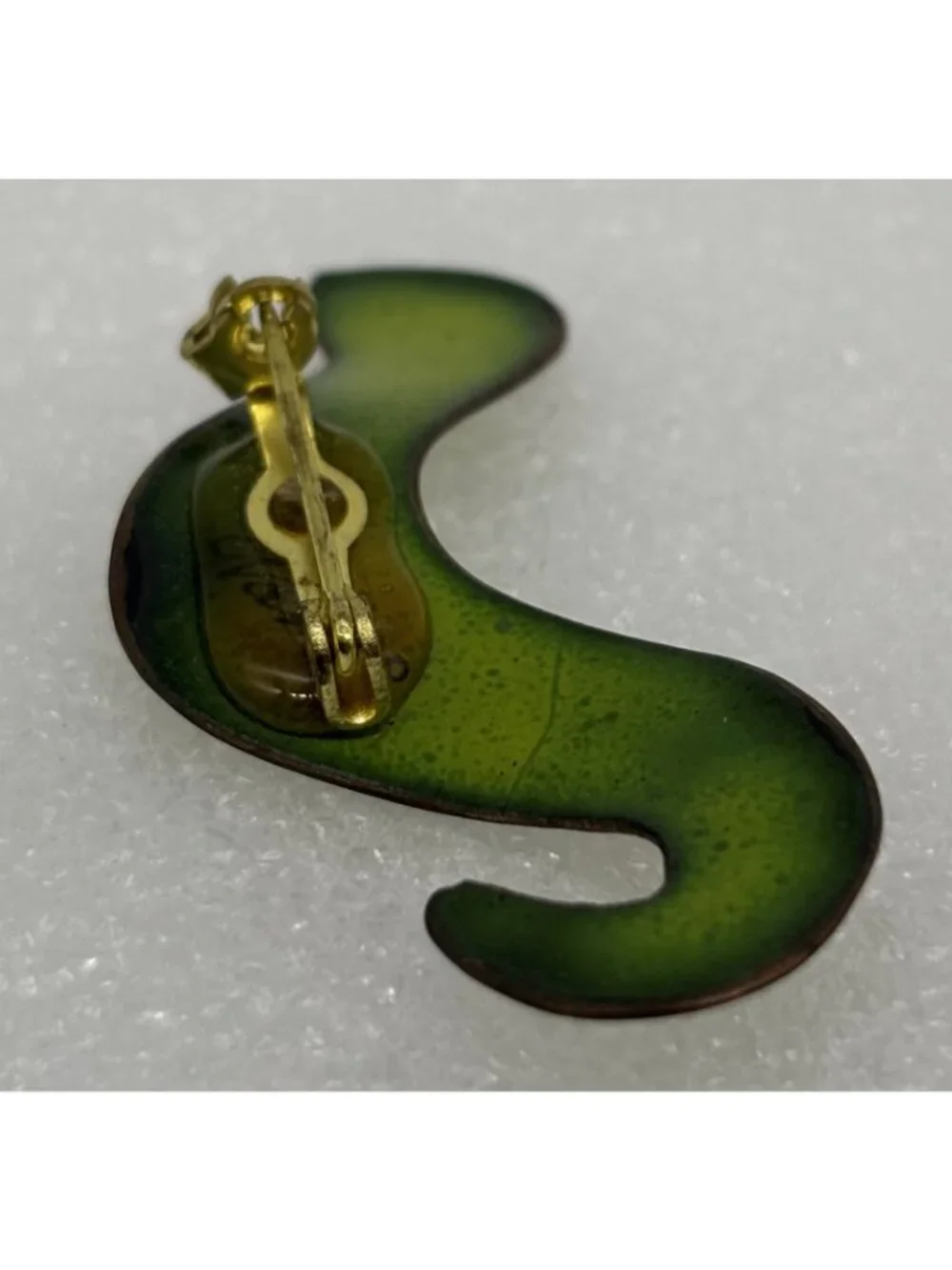 Vintage Nanci Caterpillar With Ladybug Brooch Enameled Copper Mid Century Signed